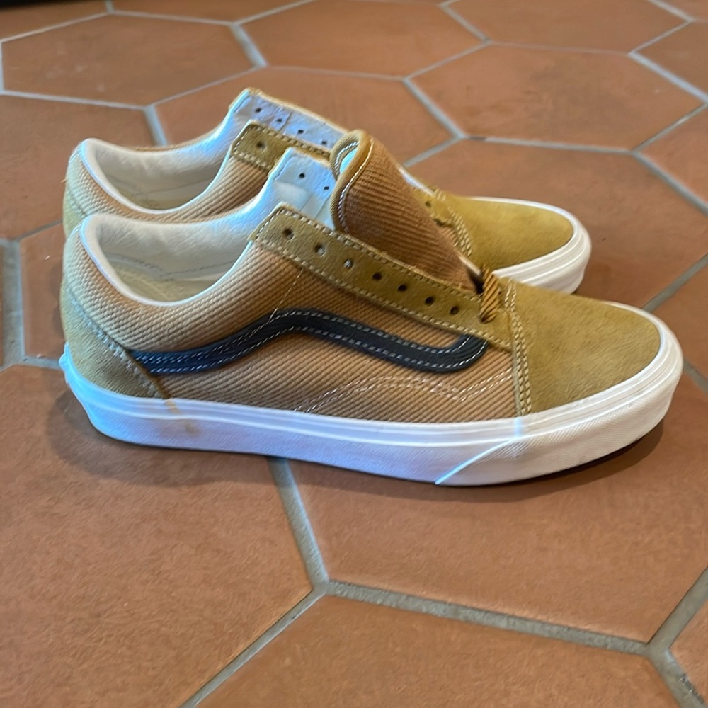 NEW Vans Gold Brown White Heavy Textures Old Skool Men 7 Women 8.5 Sneaker shoes - Picture 3 of 10